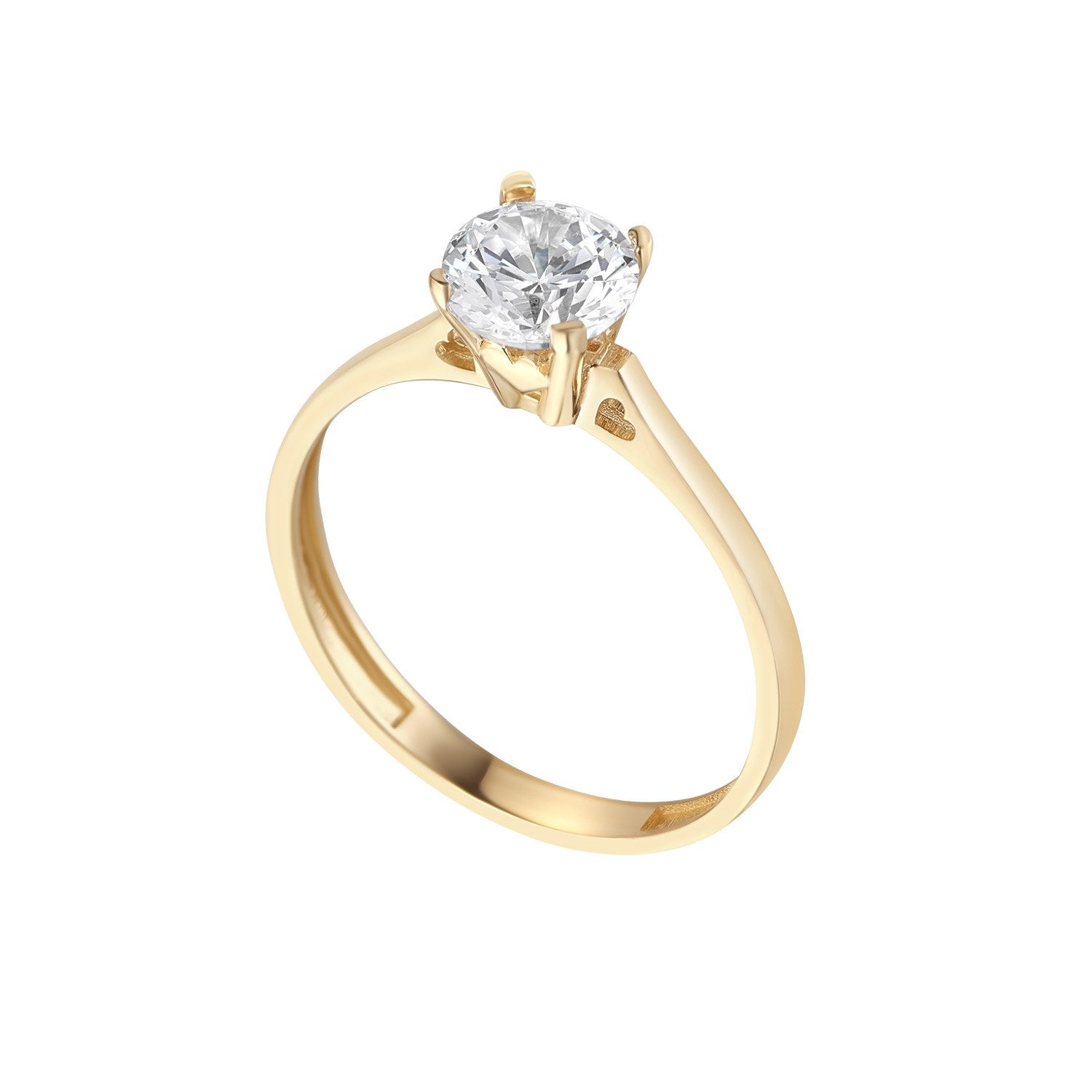 9ct Yellow Gold Cubic Zirconia Solitaire Ring