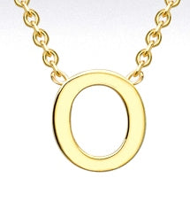 9ct Yellow Gold Mini Initial O Pendant 15'-17' Necklace