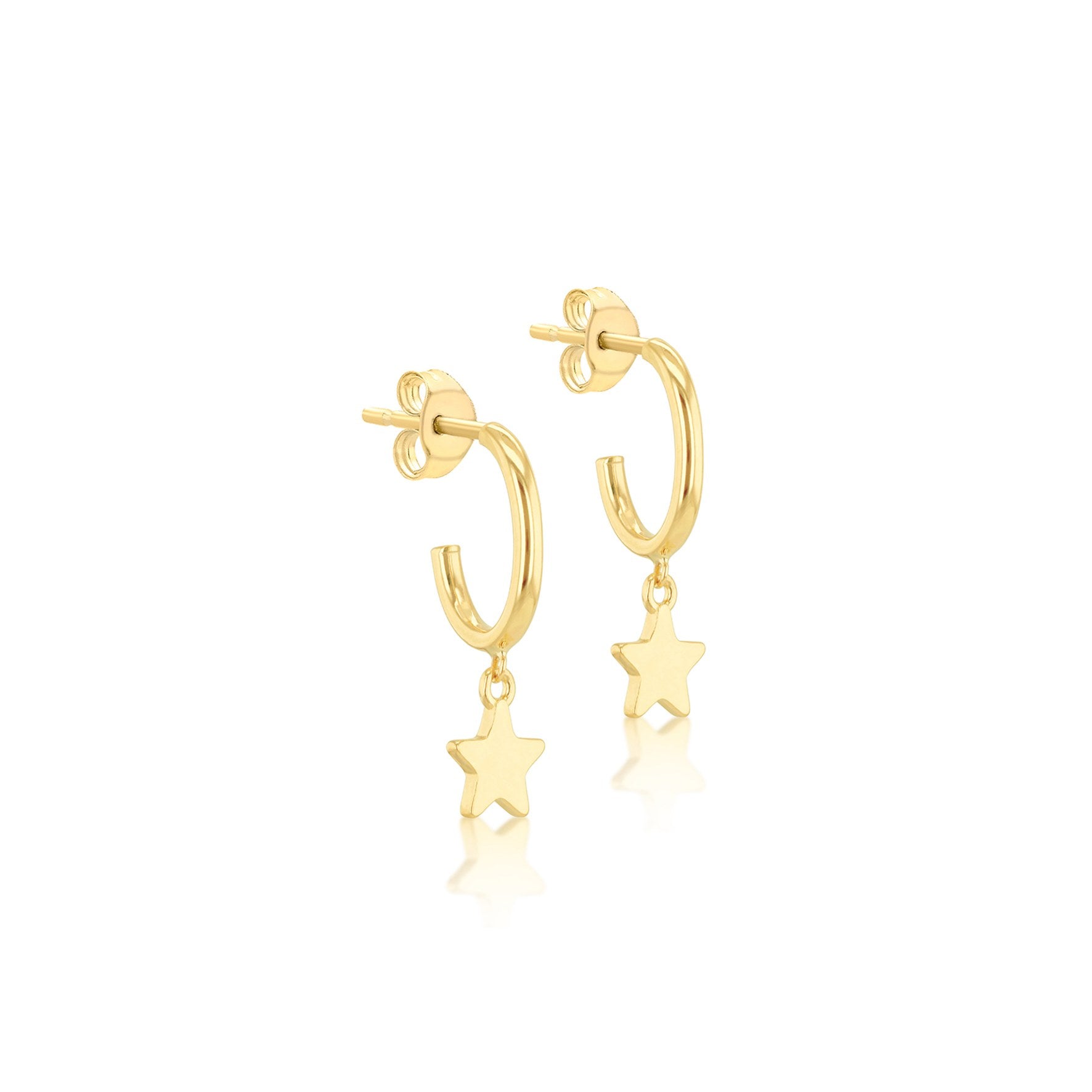 9ct Yellow Gold Star Drop Earrings