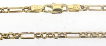 Vintage 9ct Rose Gold 1x5 Belcher Figaro Link Chain 28'