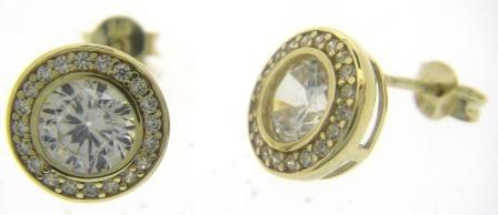 9ct Yellow Gold Three Open Circles CZ Stud Earrings