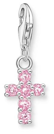 Thomas Sabo Sterling Silver Pink Cross Charm with Cubic Zirconia