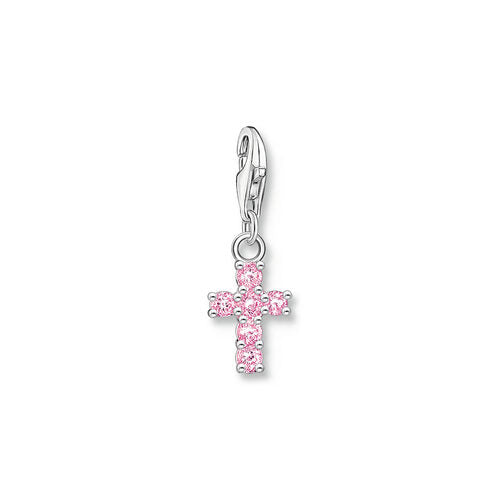 Thomas Sabo Sterling Silver Pink CZ Cross Charm
