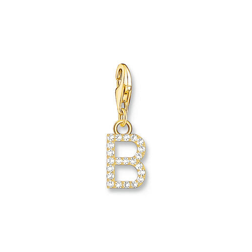 Thomas Sabo Sterling Silver Yellow Gold Plated CZ Letter B Charm