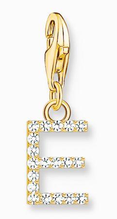 Thomas Sabo Yellow Gold Plated Sterling Silver Letter E Charm with Cubic Zirconia