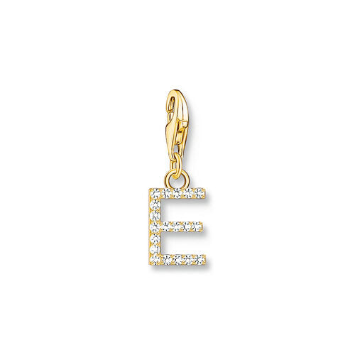 Thomas Sabo Sterling Silver Yellow Gold Plated CZ Letter E Charm