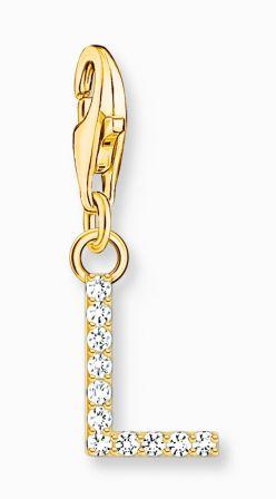 Thomas Sabo Yellow Gold Plated Sterling Silver Letter L Charm with Cubic Zirconia