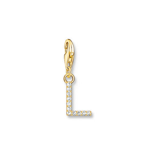 Thomas Sabo Sterling Silver Yellow Gold Plated CZ Letter L Charm