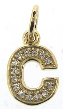 9ct Yellow Gold Diamond Initial C Charm