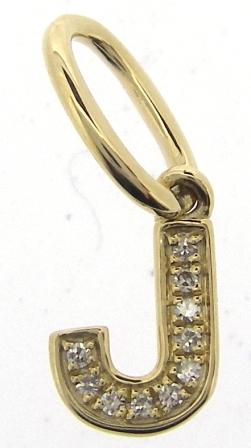 9ct Yellow Gold Diamond Initial J Charm