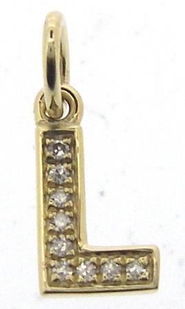 9ct Yellow Gold Diamond Initial L Charm