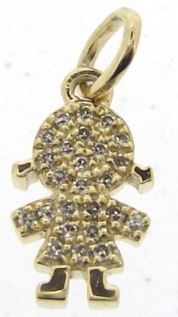 9ct Yellow Gold Diamond Girl Charm