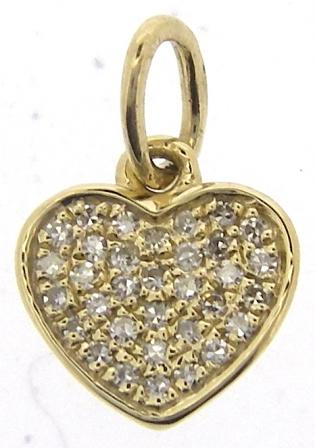 9ct Yellow Gold Diamond Heart Charm