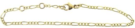 9ct Yellow Gold Figaro Link Bracelet 7.25 Inch