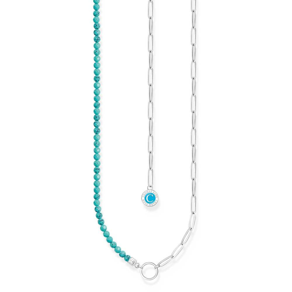 Thomas Sabo Sterling Silver Beads Charm Necklace with Turquoise