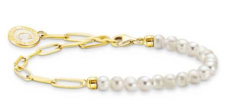 Thomas Sabo Sterling Silver Yellow Gold Plated Charm Bracelet with Freshwater Pearl