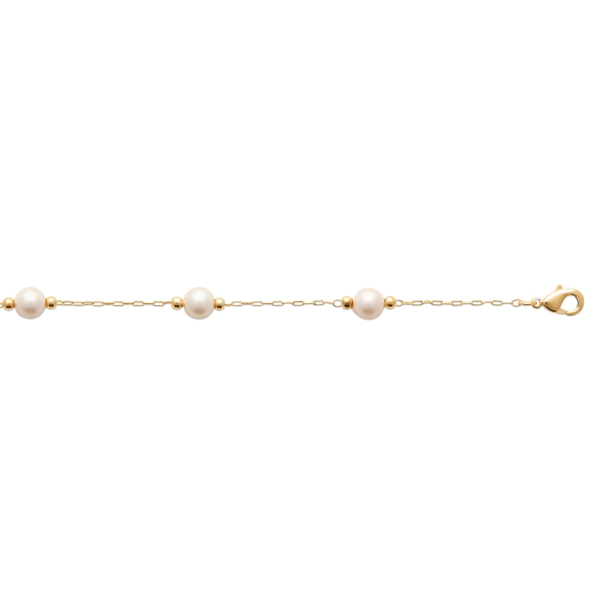 All of You - Yellow Gold Plated Simulated Pearl and Ball Bracelet 18cm