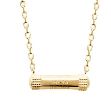 Burren - Language Of Love, Yellow Gold Plated Chain with Bar Writing Desir, Espoir, Amore, Harmonie, Passion, Protection Necklace