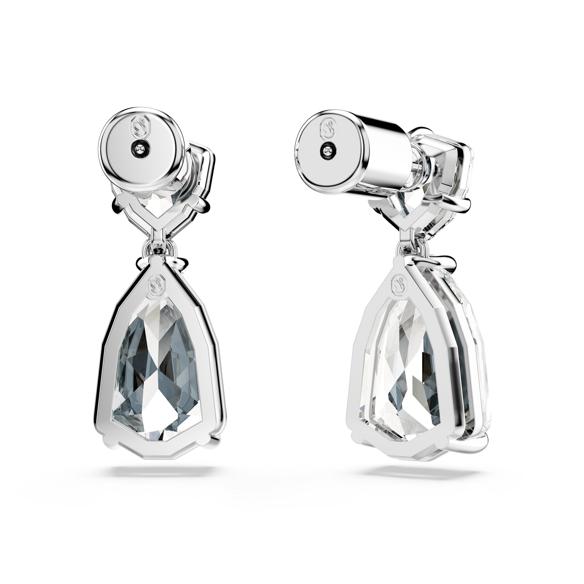 Swarovski Mesmera Drop Earrings - Rhodium Plated - Mixed Cuts White Crystal
