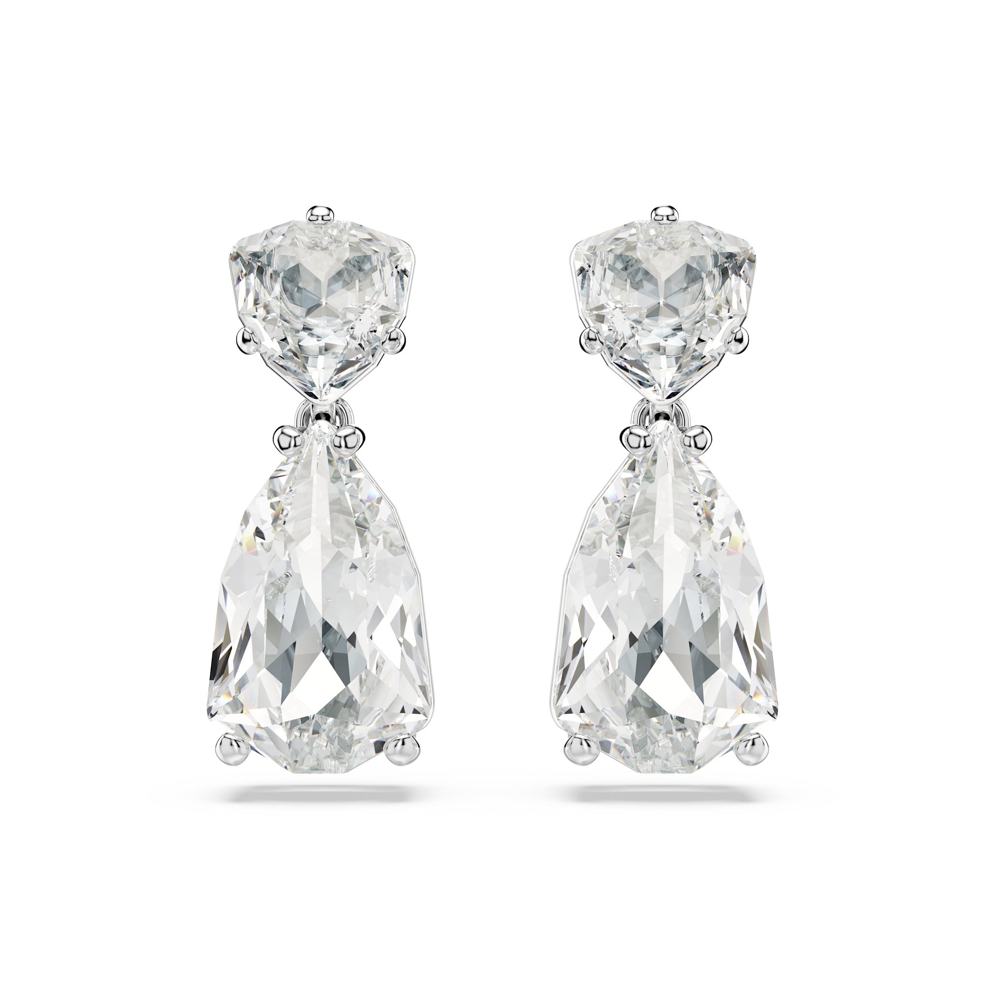 Swarovski Mesmera Drop Earrings - Rhodium Plated - Mixed Cuts White Crystal