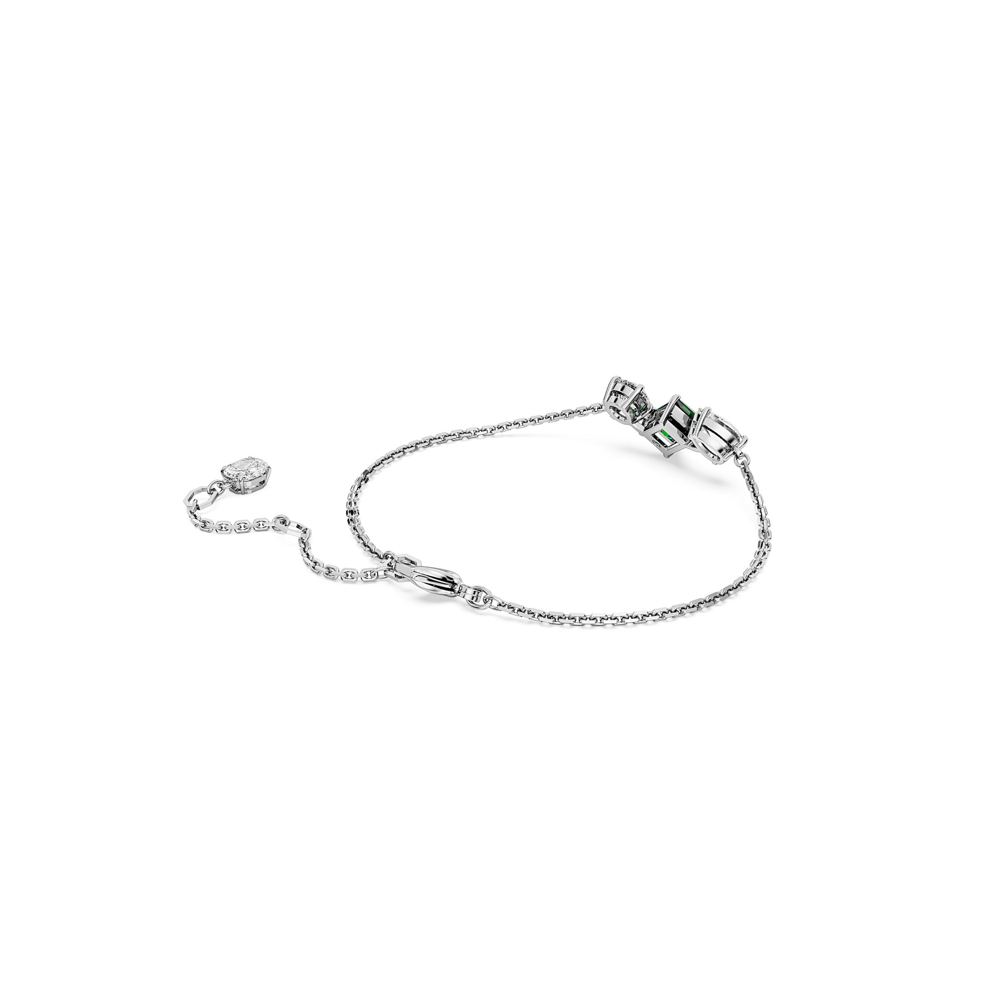 Swarovski Mesmera Bracelet - Rhodium Plated - M - Mixed Cuts White & Green Crystal