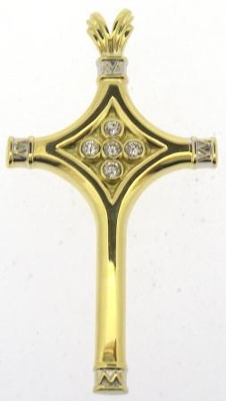 Vintage 18ct Yellow And White Gold Diamond Cross