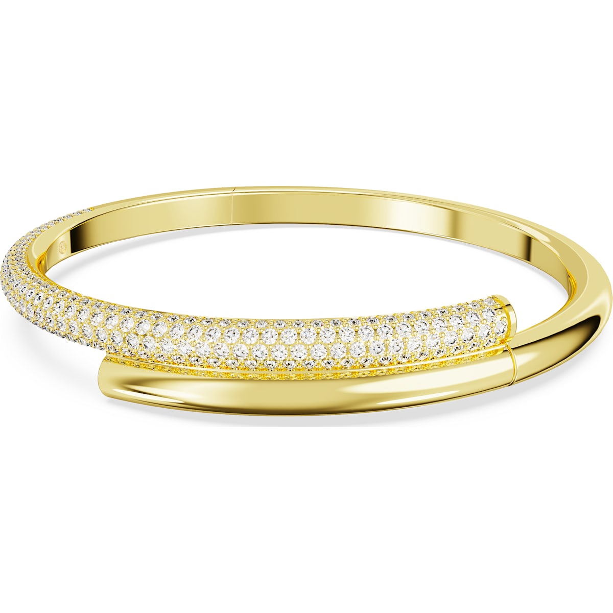 Swarovski Dextera Bangle, Crossover, Gold Tone Plated, White Crystals - M