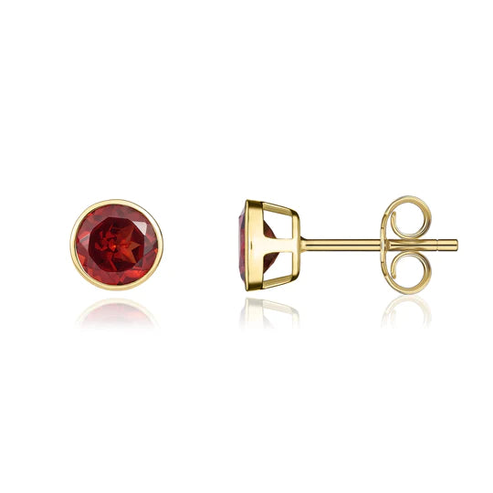 9ct Yellow Gold Round Emerald Stud Earrings