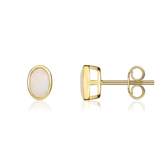 9ct Yellow Gold Round Garnet Rubover Stud Earrings