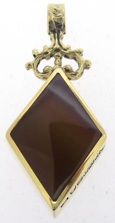 Vintage 9ct Yellow Gold Reversible Agate Pendant