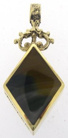 Vintage 9ct Yellow Gold Reversible Agate Pendant