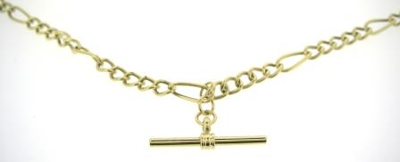 9ct Yellow Gold Figaro T-Bar Necklace