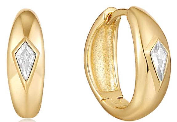 Ania Haie Silver and Yellow Gold Plated Sparkle Dome Hoop Earrings 17mm