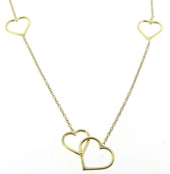 9ct Yellow Gold Interlocking Heart Necklet