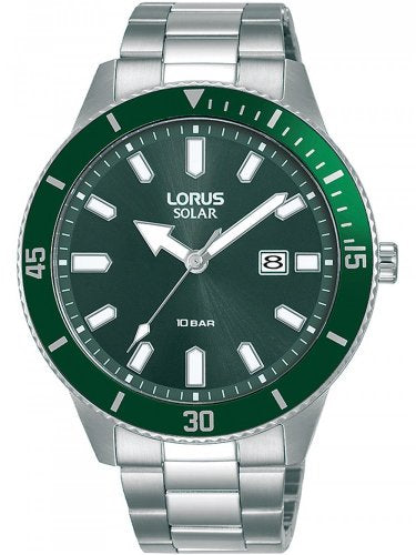 Lorus Mens Solar Green 42 mm watch Bracelet