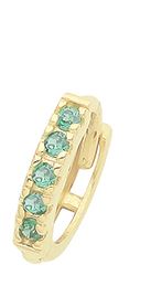 Single 9ct Yellow Gold Emerald Green CZ Hoop Earring