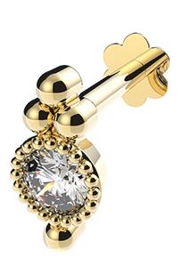 9ct Yellow Gold Triple Cubic Zirconia Single Stud Earring Earrings