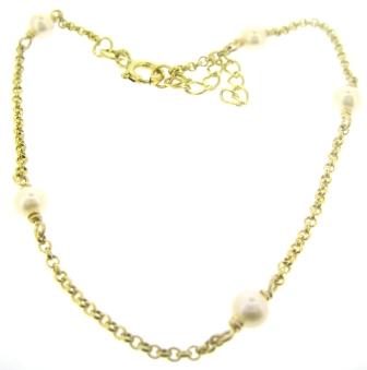 9ct Yellow Gold Pearl Chain Bracelet