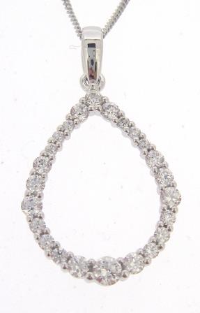 9ct White Gold Open Teardrop Cubic Zirconia Pendant