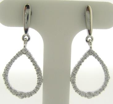 Elegant 9ct White Gold Open Teardrop CZ Drop Earrings