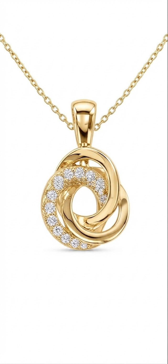 9ct Yellow Gold Triple Knot CZ Pendant