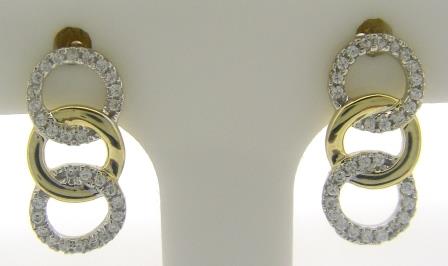 Elegant 9ct Yellow Gold CZ Circle Stud Earrings