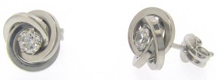9ct White Gold Triple Knot Cubic Zirconia Stud Earrings