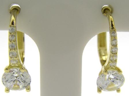 9ct Yellow Gold Solitaire CZ Hoop Earrings