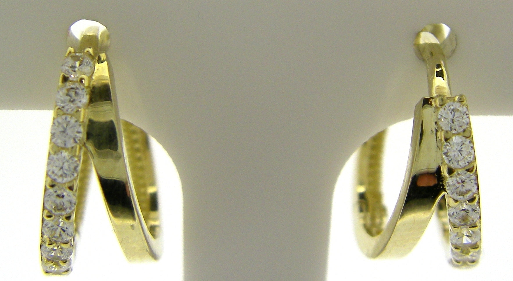 9ct Yellow Gold CZ & Plain Double Hoop Earrings
