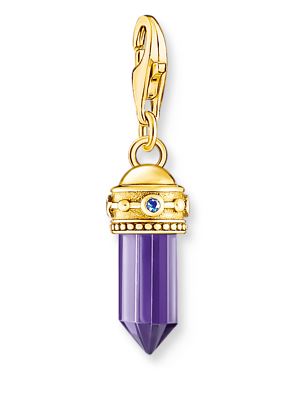 Thomas Sabo Sterling Silver Yellow Gold Plated Hexagon Charm with Purple Detail