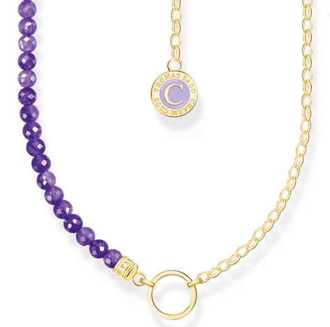 Thomas Sabo Yellow Gold Plated Sterling Silver Necklace with Violet Amethyst Beads