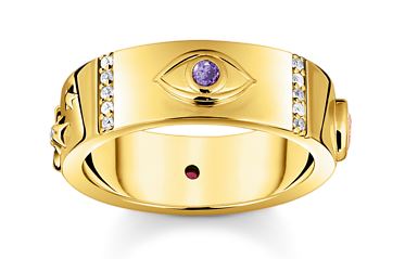 Thomas Sabo Sterling Silver Yellow Gold Plated Cosmic Ring with Cubic Zirconia