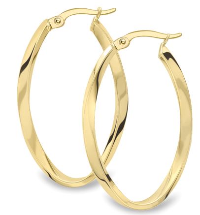 14ct Yellow Gold Cubic Zirconia Hoop Earrings