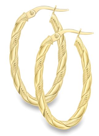 9ct Yellow Gold Solitaire CZ Hoop Earrings